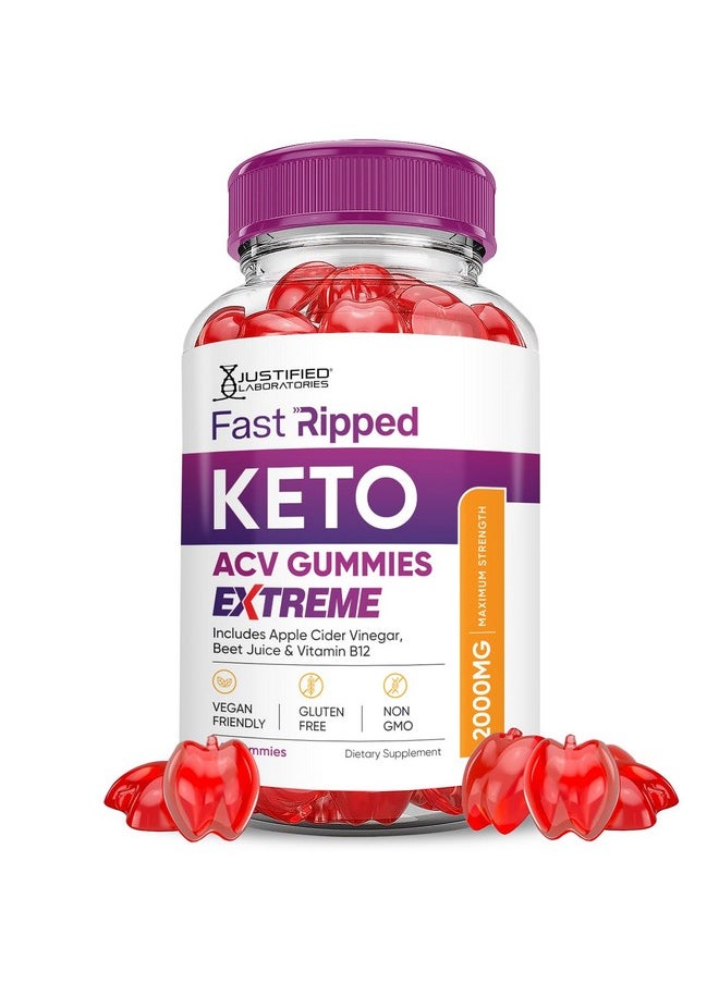 Fast Ripped Keto ACV Gummies Extreme 2000MG Fast Ripped Keto Gummies Apple Cider Vinegar Formulated with Pomegranate Beet Juice Powder B12 Vegan Non GMO 60 Gummys