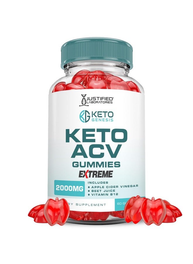 Keto Genesis Keto ACV Gummies Extreme 2000MG Keto Genesis Keto Gummies Advanced Formula Apple Cider Vinegar with Pomegranate Beet Juice Powder B12 Vegan Non GMO 60 Gummys