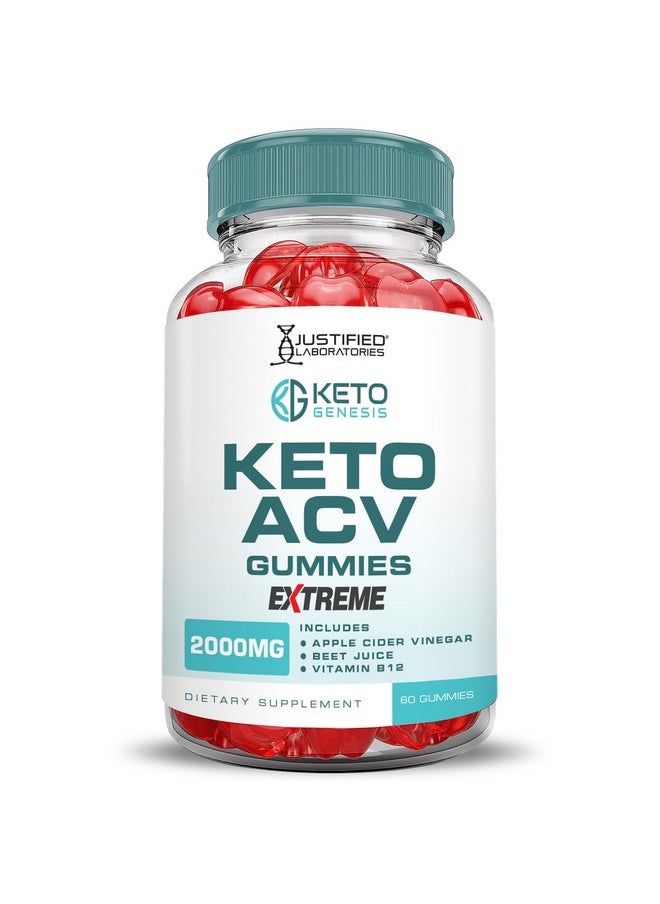 Keto Genesis Keto ACV Gummies Extreme 2000MG Keto Genesis Keto Gummies Advanced Formula Apple Cider Vinegar with Pomegranate Beet Juice Powder B12 Vegan Non GMO 60 Gummys