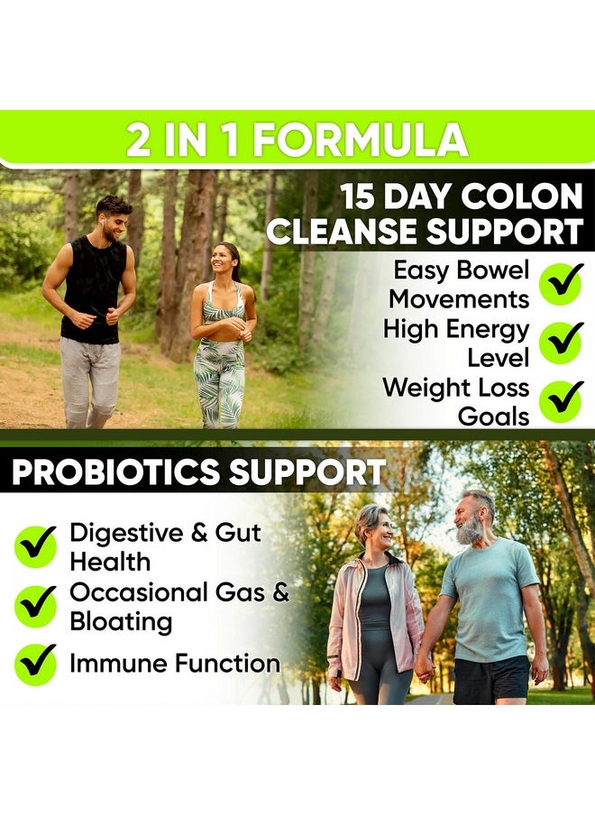 15 Day Gut Cleanse Detox for Women & Men - Advanced 15 Days Colon Cleanse with Probiotics and Psyllium Husk for Constipation Relief, Digestive Health, Colon Cleanser & Gut Health.60 Caps.