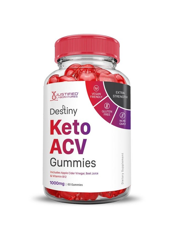 Destiny Keto ACV Gummies Advanced Formula 1000MG Destiny Keto Gummies Apple Cider Vinegar Formulated with Pomegranate Beet Juice Powder B12 Vegan Non GMO 60 Gummys