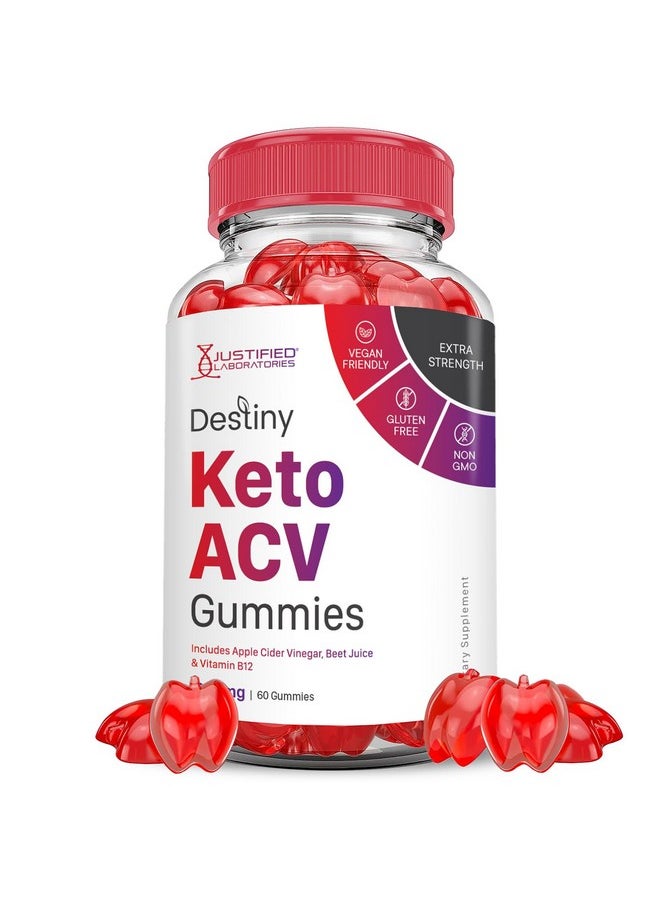 Destiny Keto ACV Gummies Advanced Formula 1000MG Destiny Keto Gummies Apple Cider Vinegar Formulated with Pomegranate Beet Juice Powder B12 Vegan Non GMO 60 Gummys