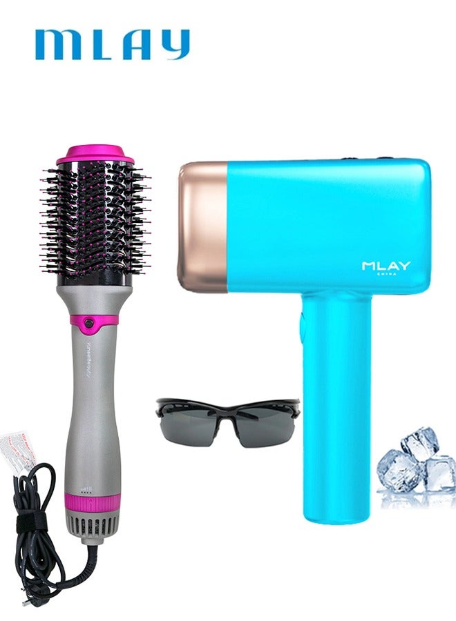 MLAY T14 IPL Laser Painless Hair Removal Device  3℃ Cold Compress/5-Levels/500000 Pulses Send gifts (hot air comb) Sky Blue