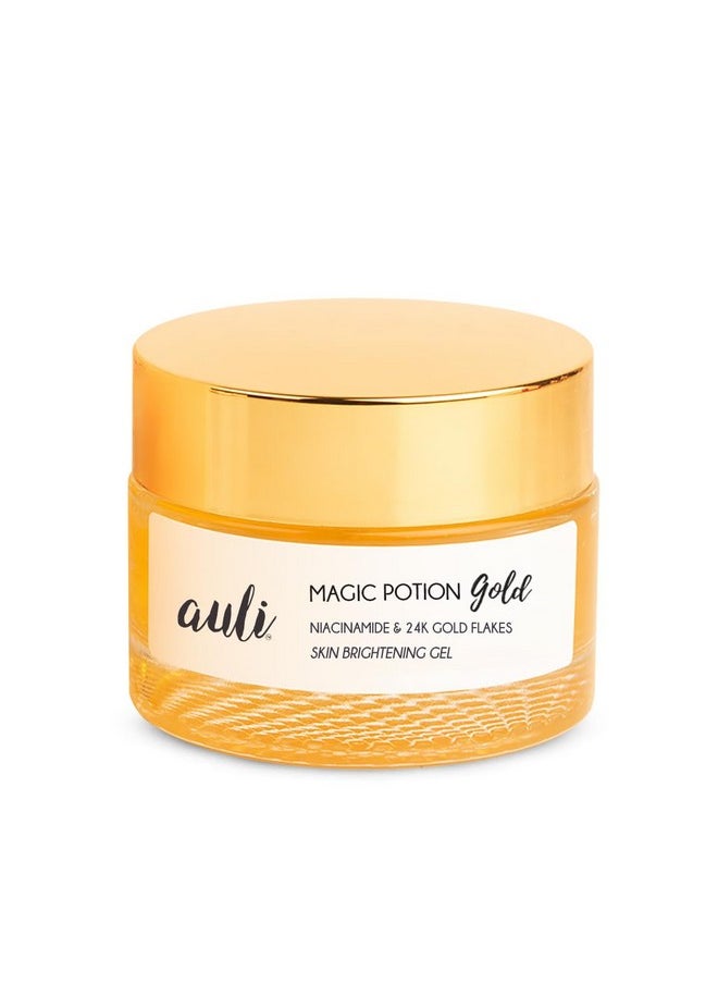 Auli 24K Gold And 5% Niacinamide Hydrating Gel For All Skin Types | Hydrating, Non-Sticky Gel | Age Spots And Reduce Redness | Magic Potion Gold - 60Gm