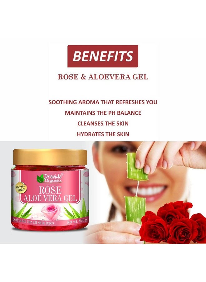100% Pure Rose Aloe Vera Gel For Beautiful Skin & Hair (220Gm X 3)