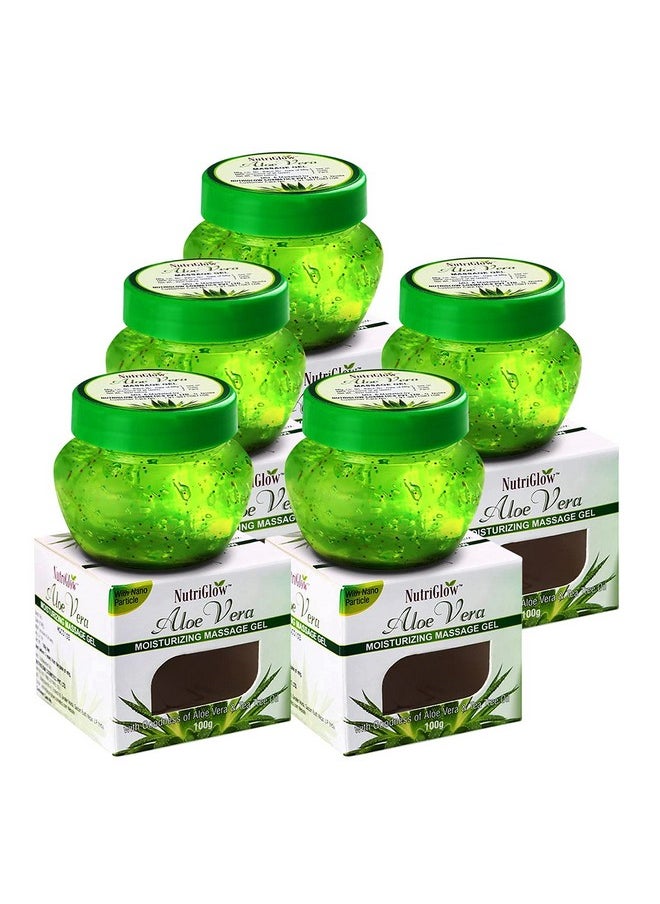 Aloe Vera Gel Great For Face, Hair, Acne, Sunburn, Bug Bites, Rashes, Glowing And Radiant Skin, Hydrating Gel Relieves Itchy & Irritated Skin - Non Sticky, 100Gm Each, Pack Of 5