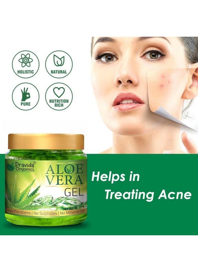 Aloe Vera Gel 220G Pack Of 3 - 100% Pure, Natural Hydrating & Soothing Gel For Skin & Hair Care