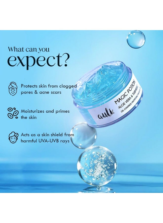 Magic Potion Brightening Gel For Normal To Oily Skin Types | Non-Sticky Turmeric Gel | Lightweight Moisturizer | Makeup Primer | For Glowing And Clear Skin - 60Gm
