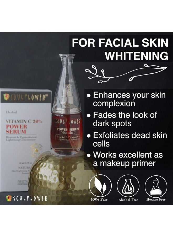 20% Vitamin C Face Serum For Glowing Skin, Reduces Dark Spots, Pigmentation & Dull Skin With Hyaluronic Acid, Saffron, Grapeseed, Licorice & Green Tea | Men & Women | 40Ml