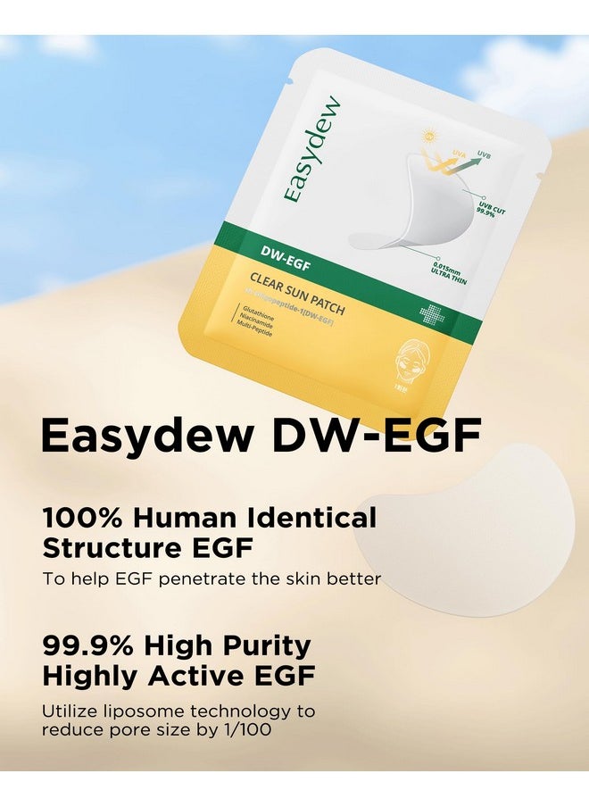 Dw-Egf Peptide Clear Patch - Outdoor Uv Block Ultra-Thin Transparent Sun Patches For Golf, Riding, Hiking, Driving - Adenosine, Glutathione, Hydrolyzed Collagen, 4 Packs