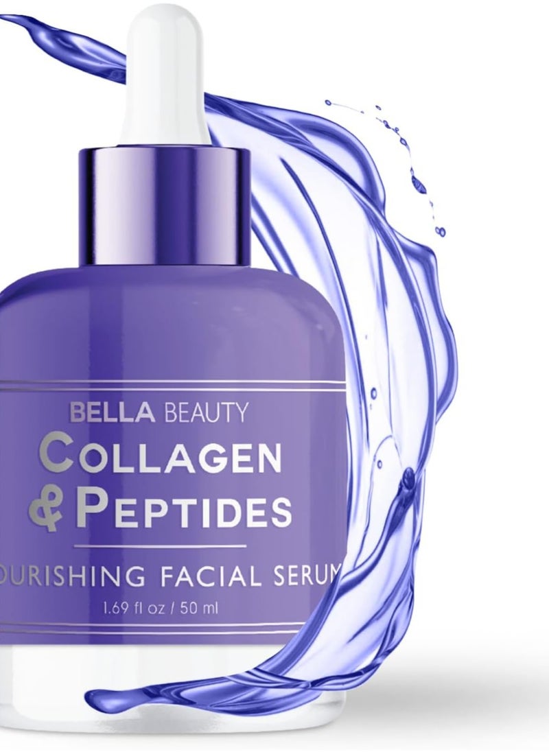 Bella Beauty Collagen & Peptides Nourishing Facial Serum - Promotes Collagen & Stimulates Skin - Repairs & Deeply Hydrates Skin Helping Reduce...