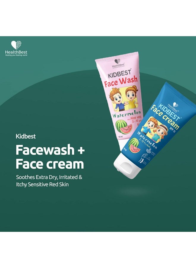 Kids Face Wash (100Ml) & Face Cream For Kids (50Ml) School Combo For Kids | 3-13 Years Skin Care Essentials For Daily Use