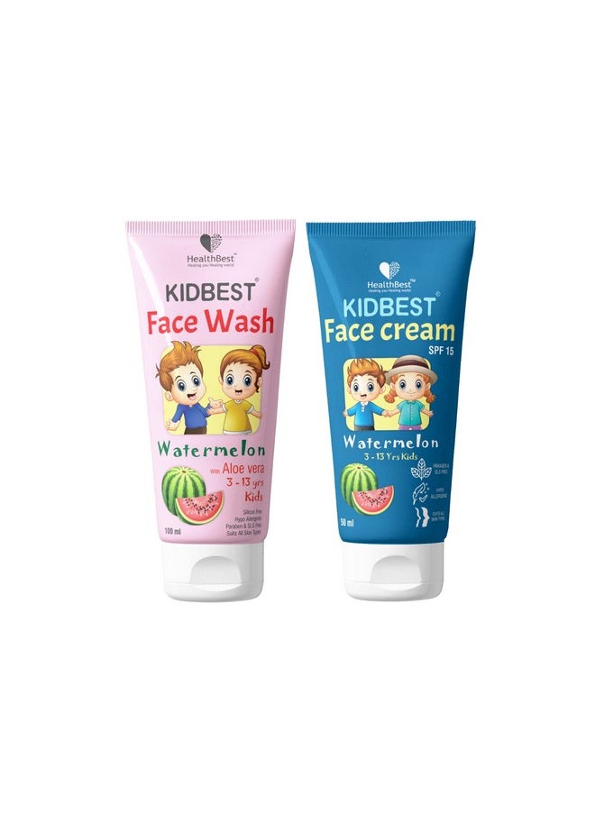 Kids Face Wash (100Ml) & Face Cream For Kids (50Ml) School Combo For Kids | 3-13 Years Skin Care Essentials For Daily Use