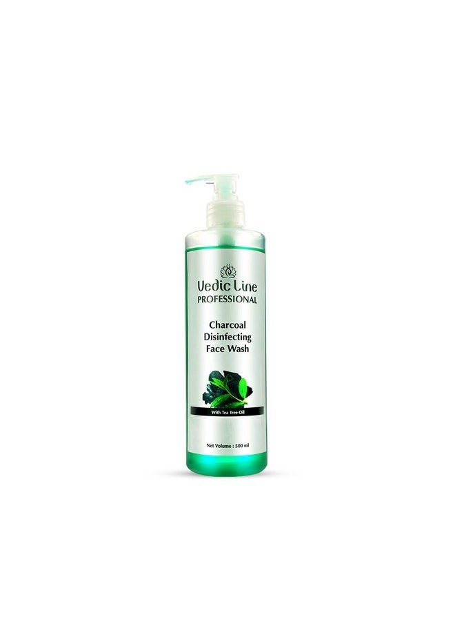 Charcoal Disinfecting Face Wash Reduce Acne & Deeply Seated Impurities With Tea Tree Leaf Oil, Charcoal Powder For Clear Skin 500Ml