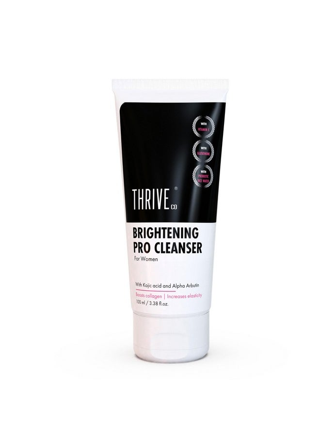 Brightening Pro Cleanser For Women With Probiotic Rice Water, Vit C, Kojic Acid, Alpha Arbutin & Glutathione | Anti-Ageing Face Wash, Boosts Collagen, Clears Skin & Removes Dark Spots | 100Ml