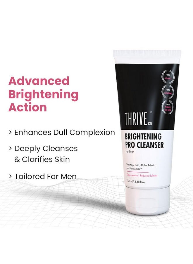 Brightening Pro Cleanser For Men | Kojic Acid, Vitamin C, Probiotic Rice Water, Glutathione | Skin Brightening & Deep Cleansing | Reduces Dullness & Controls Acne | For All Skin Types | 100Ml