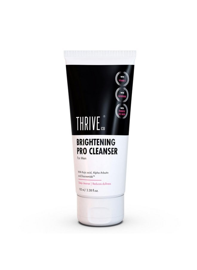 Brightening Pro Cleanser For Men | Kojic Acid, Vitamin C, Probiotic Rice Water, Glutathione | Skin Brightening & Deep Cleansing | Reduces Dullness & Controls Acne | For All Skin Types | 100Ml