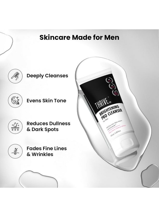 Brightening Pro Cleanser For Men | Kojic Acid, Vitamin C, Probiotic Rice Water, Glutathione | Skin Brightening & Deep Cleansing | Reduces Dullness & Controls Acne | For All Skin Types | 100Ml