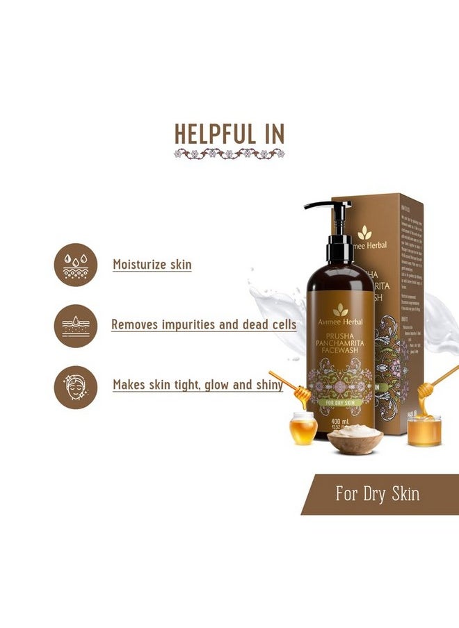 Prusha Panchamrita Face Wash | For Normal To Dry Skin | With Real Panchamrita To Gently Cleanse You Skin Leaving It Moisturized (400 Ml)