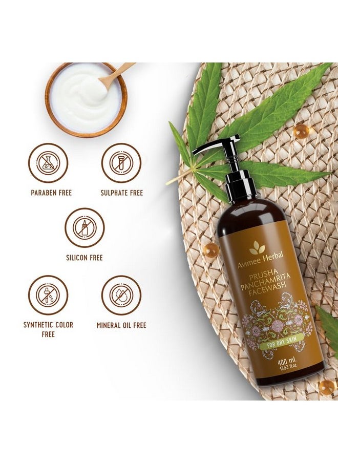 Prusha Panchamrita Face Wash | For Normal To Dry Skin | With Real Panchamrita To Gently Cleanse You Skin Leaving It Moisturized (400 Ml)