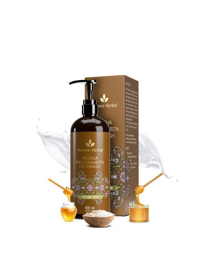 Prusha Panchamrita Face Wash | For Normal To Dry Skin | With Real Panchamrita To Gently Cleanse You Skin Leaving It Moisturized (400 Ml)