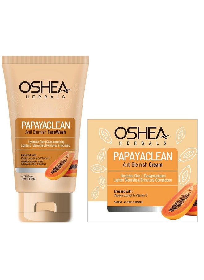 Herbals Papayaclean Anti Blemish Face Wash & Face Cream Combo For All Skin Types | Removes Impurities, Ligthens Blemish & Hydrates Skin | Enriched With Papaya Extracts & Vitamin E (150G + 50G)
