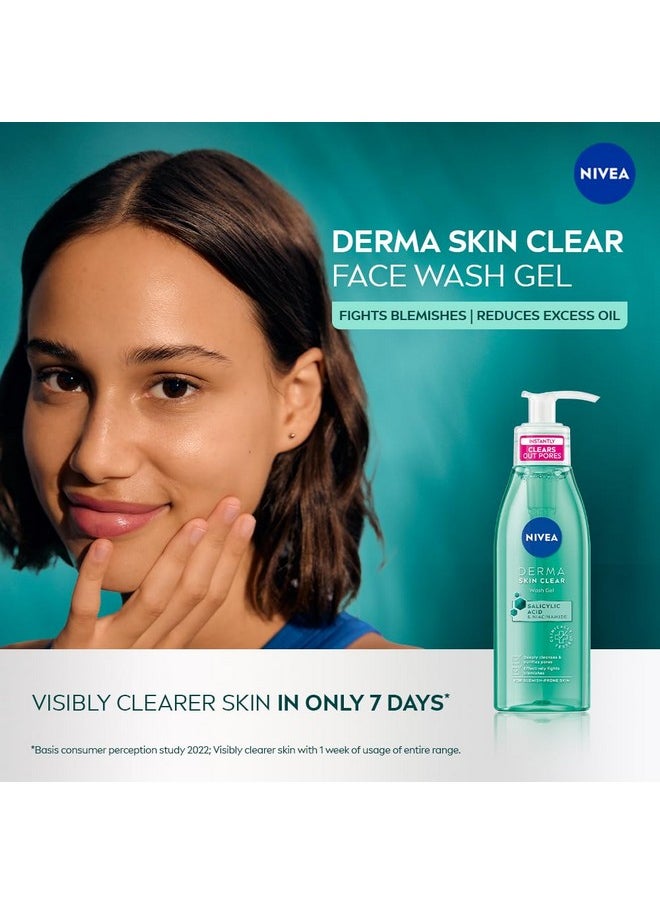 Derma Skin Clear Wash Gel (150Ml), Deep Cleansing Face Wash Gel, Salicylic Acid Face Wash Enriched With Niacinamide To Cleanse Pores And Remove Impurities