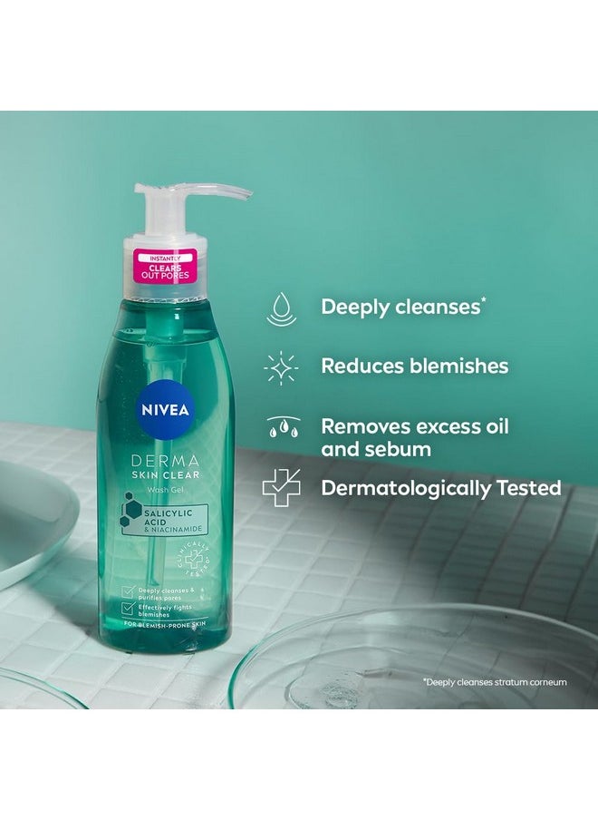Derma Skin Clear Wash Gel (150Ml), Deep Cleansing Face Wash Gel, Salicylic Acid Face Wash Enriched With Niacinamide To Cleanse Pores And Remove Impurities