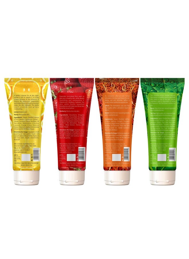 Assorted Herbal Face Wash, 60Ml (Pack Of 4)