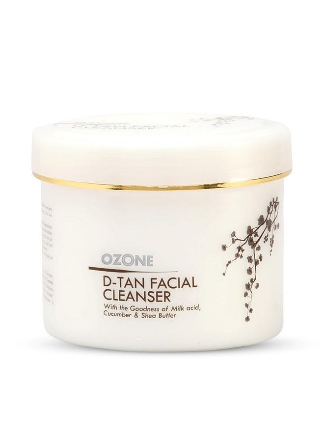 D-Tan Facial Cleanser | Enriched With Cucumber, Shea Butter & Milk | Detan Face Cleanser For Men & Women | All Skin Types, Tan Removal, Soft, Smooth & Uneven Skin Tone | 250Gm