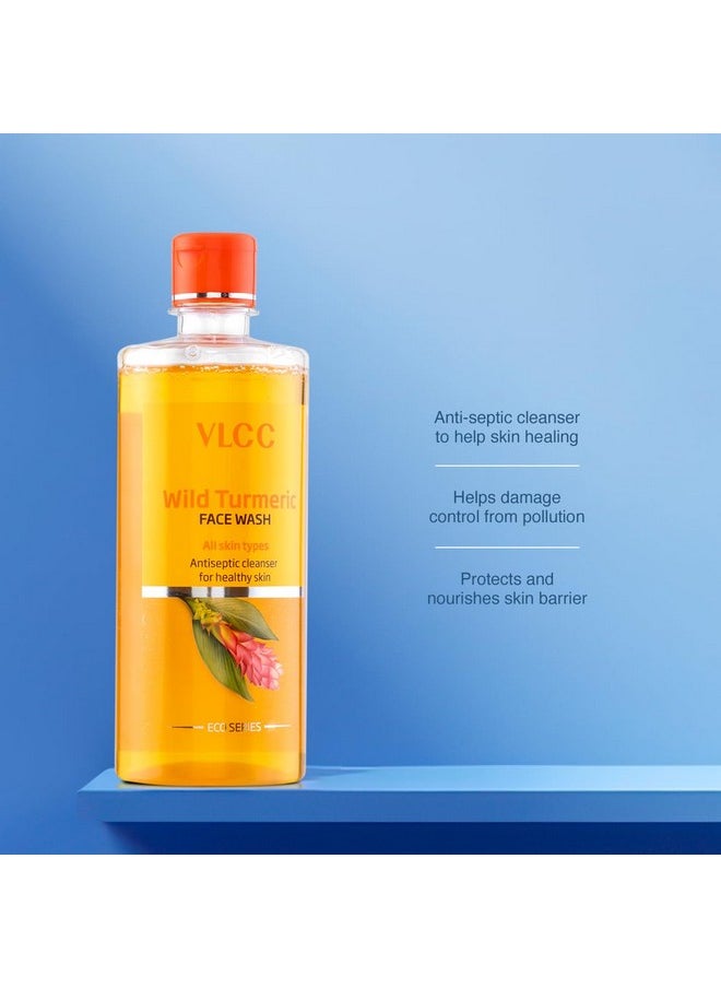 Wild Turmeric Face Wash - 500 Ml | Antiseptic Cleanser For Clear, Bright Skin | Fights Pollution | Cleanses Pores | Helps Prevent Skin Damage | Turmeric & Honey For Soft, Glowing Skin.