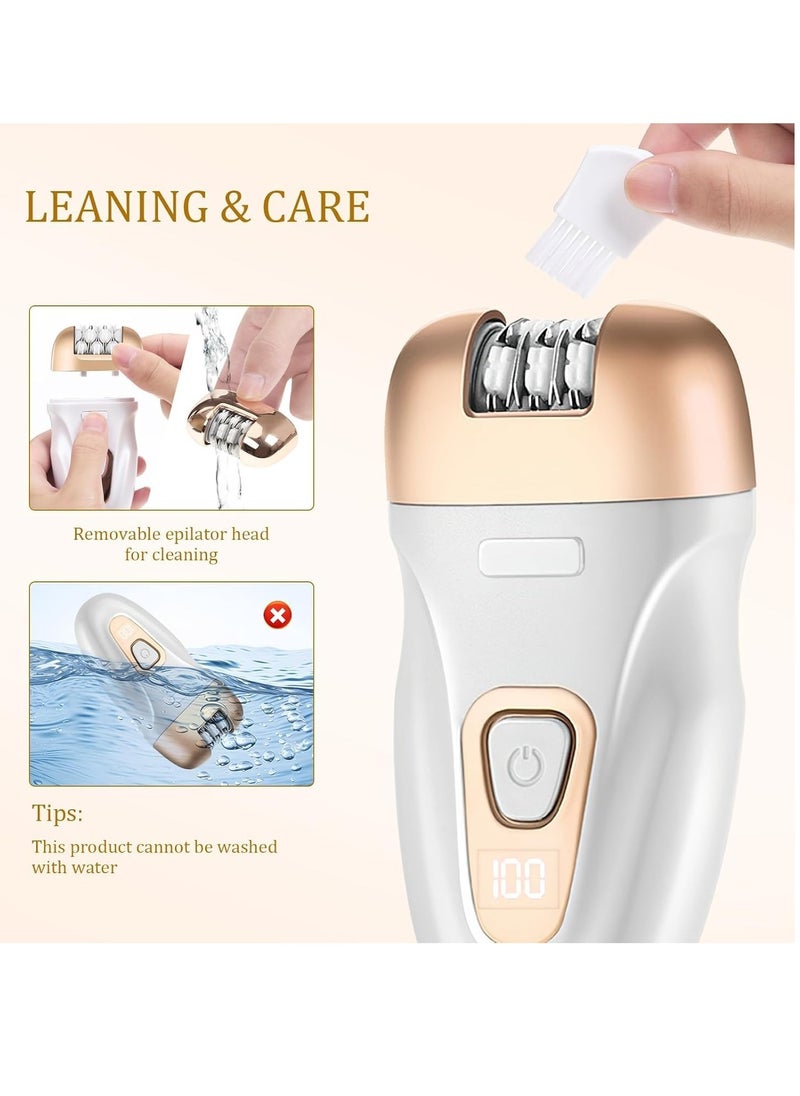 Epilator, Smooth Glide Epilator for Women Facial Hair, 3 in 1 Epilators Hair Removal for Leg/Arm, 2 Speed Adjustable USB Rechargeable Cordless Epilator for Face