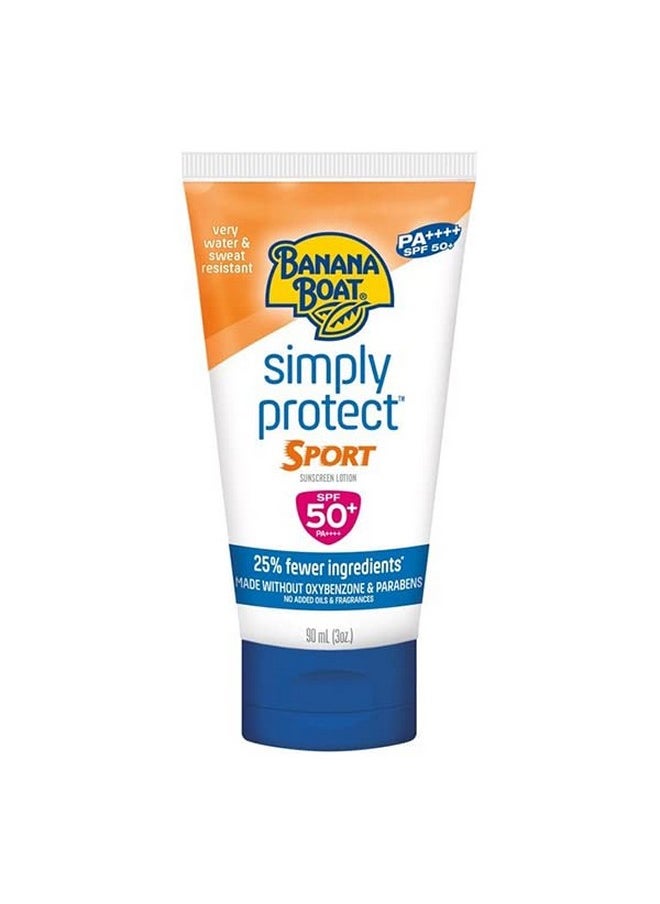 Sunscreen Lotion Combination Skin Uva & Uvb Protection Pa++++ Very Water And Sweat Resistant (Simply Protect Sport Spf 50 Pa+++, 90Ml)