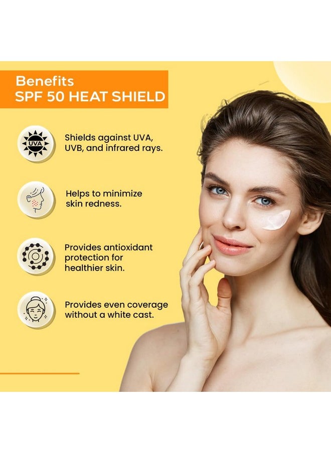 Heat Shield Gel Sunscreen Spf 50 With Pa+++ | For All Skin Types | Paraben & Paraffin Free | Hydrating Sunscreen | Sun Protection From Uva, Uvb, Ir | No White Caste | Pack Of 2-50Ml Each
