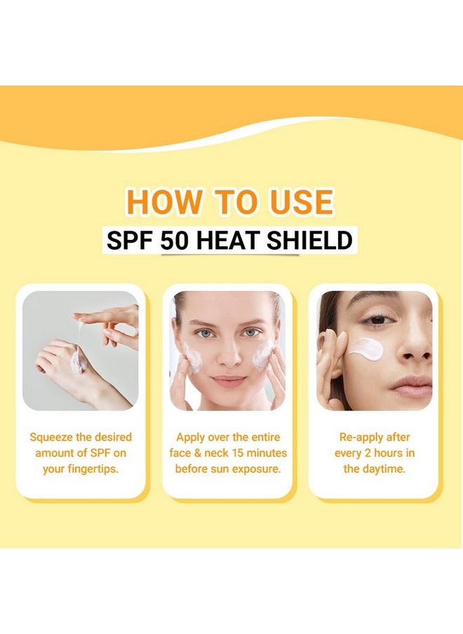 Heat Shield Gel Sunscreen Spf 50 With Pa+++ | For All Skin Types | Paraben & Paraffin Free | Hydrating Sunscreen | Sun Protection From Uva, Uvb, Ir | No White Caste | Pack Of 2-50Ml Each