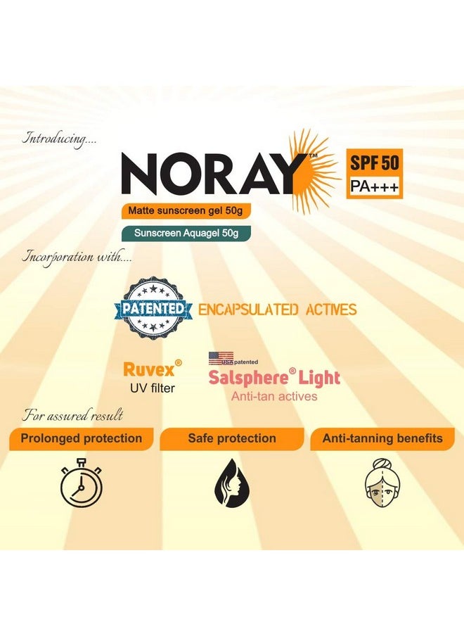 Noray Aquagel Broad Spectrum Sunscreen, Spf-50, Pa+++ With Anti Tan Effect - 50G - Dry