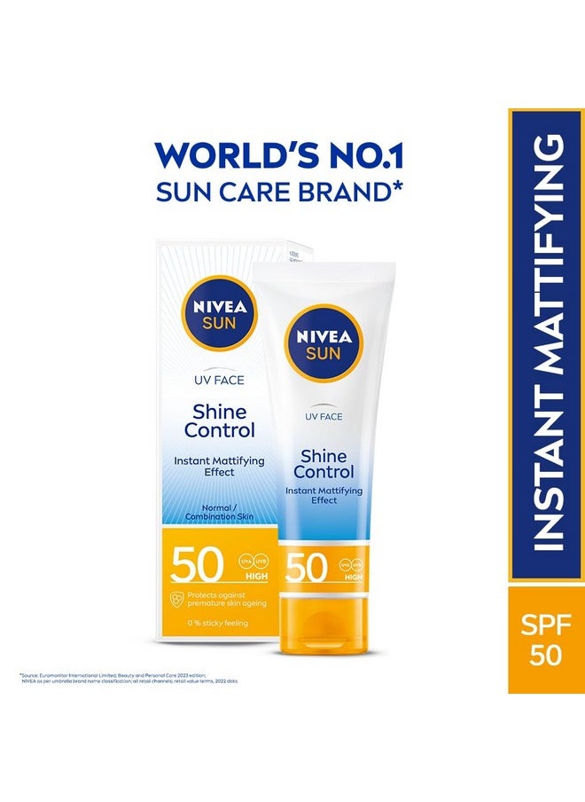 Sun Uv Face Shine Control Spf 50 Cream (50Ml), Sun Cream Protects Against Uva/Uvb Rays And Premature Skin Ageing, Sunscreen For Delicate Facial Skin