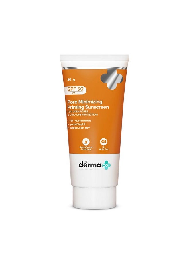 . Pore Minimizing Priming All Skin Type Sunscreen With Spf 50 & Pa+++ For Open Pores & Uva/Uvb Protection - 80 G