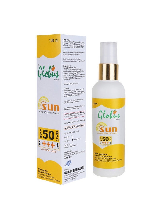 Spf 50 Pa+++ Sunscreen Lotion With Fairness - 100 Ml (Pack Of 3)