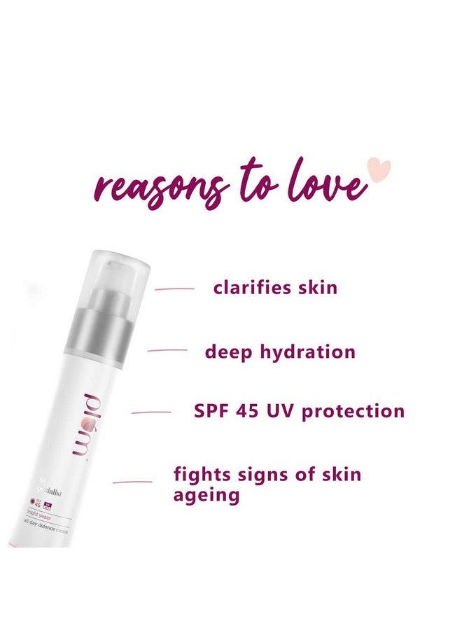 Bright Years All Day Defence Cream Spf 45 Pa+++| Sun Protection | For Ageing Skin | 100% Vegan, Cruelty Free | 50Ml
