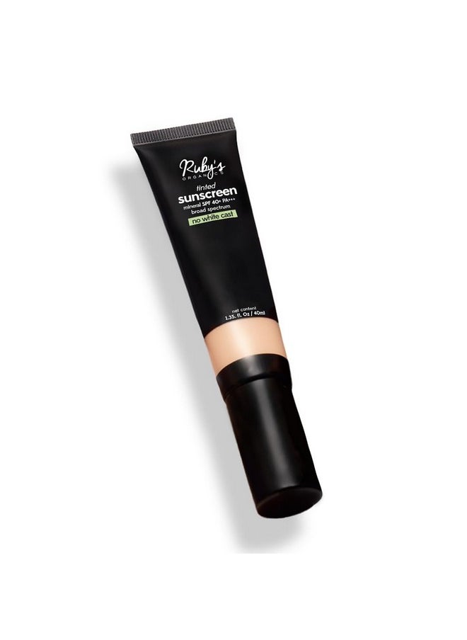 Tinted Mineral Sunscreen With Spf 40, Universal Tint, No White Cast, 100% Mineral Uva+Uvb Filters, Water-Resistant, Sensitive Skin Safe, No Synthetic Chemicals, Natural & Vegan, All Skin-Tones - 40Ml