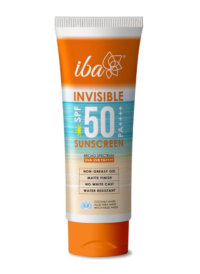 Invisible Spf 50 Sunscreen Pa++++ For All Skin Types Gel Based Oil Free Matte Finish Paraben Free | Halal Certified & Vegan | White - 100Gm