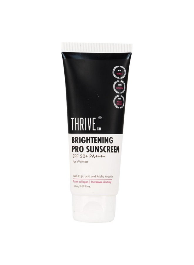 Brightening Pro Sunscreen For Women | Spf 50+ Pa++++ | Zero White Cast | Kojic Acid, Vitamin C & Diacnemide™ | Non-Sticky & Anti-Ageing | Boosts Collagen, Fades Dark Spots & Wrinkles | 50Ml