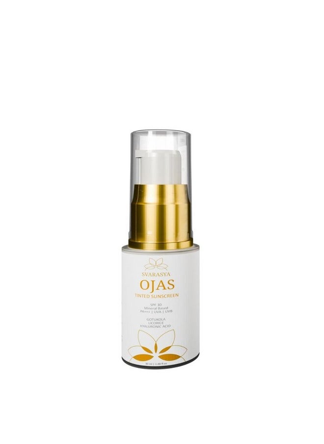 Ojas - Spf-30 Pa+++ Mineral Based Tinted Sunscreen For Flawless Sun Protection | Protection Against Uva/Uvb Rays | Lightweight & No White Cast | For All Skin Types | 30 Ml