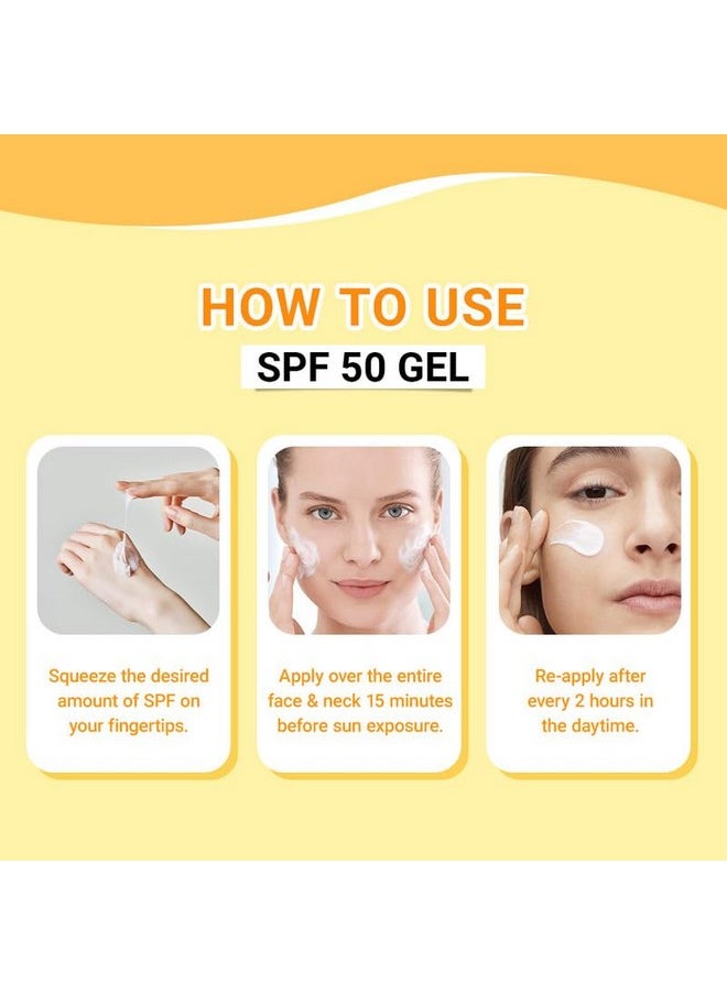 Gel Sunscreen Spf 50 | Non-Greasy, Non-Absorbent & No White Cast | For All Skin Types | Uva, Uvb, Uv & Infrared Rays Protection | Skin Rejuvenating | Repairs From Photo-Ageing | Pack Of 1-50Ml