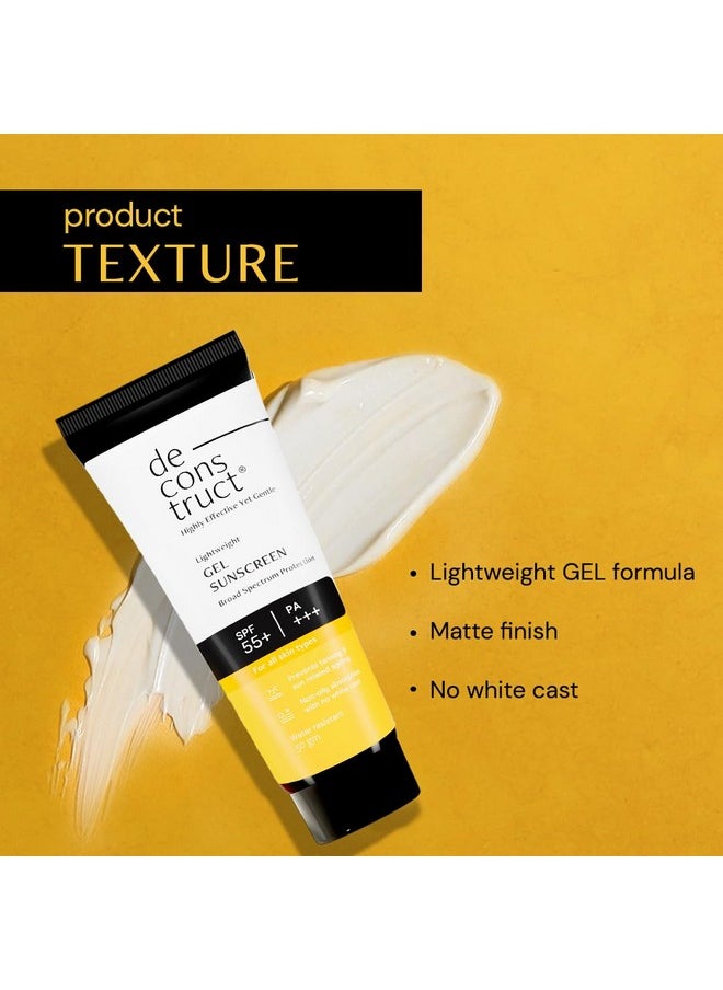 Face Gel Sunscreen Spf 50 + And Pa+++ | Gel Based Sunscreen For Oily Skin, Combination Skin, Normal Skin | Broad Spectrum Sunscreen, No White Cast, Lightweight, Non Greasy - 50G