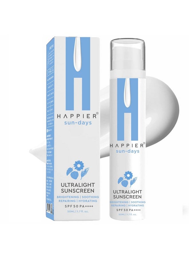 Ultralight Sunscreen Gel Spf 50 Pa++++ | 3-In-1 Sunscreen, Moisturizer And Serum | Sunscreen Gel For Men & Women | Lightweight, Non-Greasy, Fast Absorbing, No White Cast Sunscreen | Non-Comedogenic Sunscreen Broad Spectrum Pa++++ - 50Ml