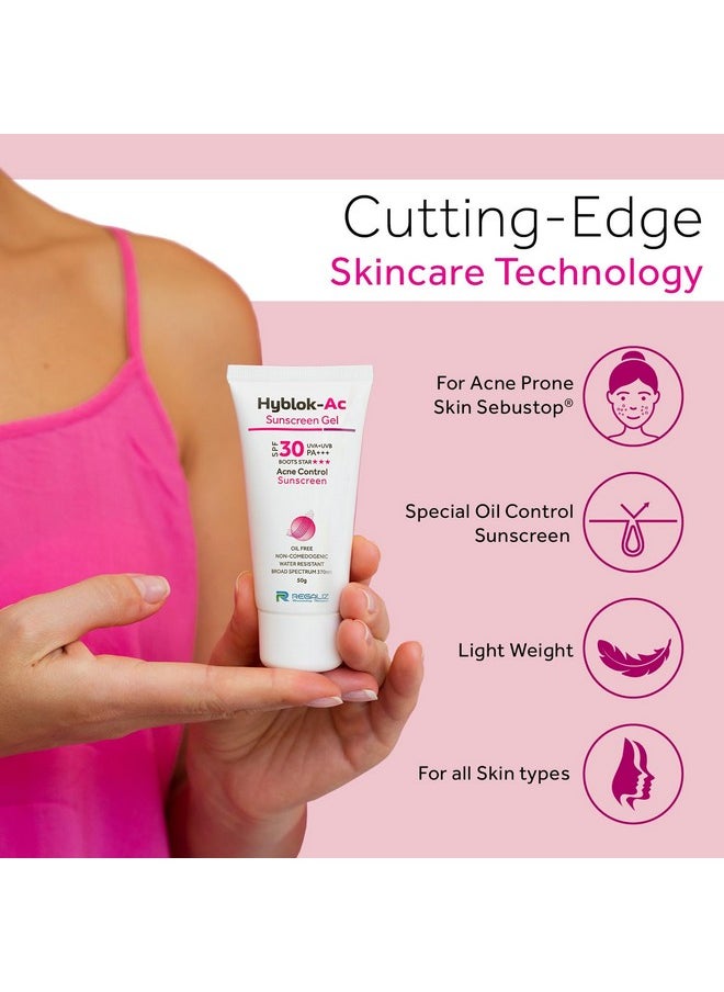 Hyblok-Ac Sunscreen Gel | Uv Protection With Oil Control | Non-Greasy & Lightweight Formula For All Skin Types | Spf Protection