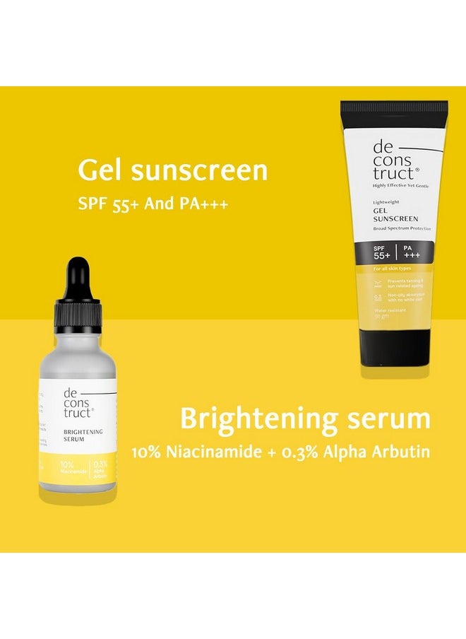 Bright & Protect Duo | 10% Niacinamide Face Serum (30 Ml) + Gel Sunscreen (50 G) | Get Glowing Skin With Sun Protection | No White Cast, Non Irritating & Lightweight- Spf 50+ | Pack Of 2