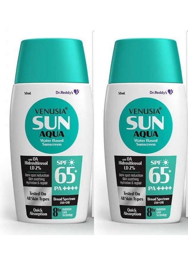 Aqua Water Based Sunscreen I Spf 65 ++++| 8Hrs Hydration Lock I Uva, Uvb Protection I Ultra Light For Oily And Acne Skin |50 Ml X Pack Of 2